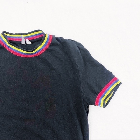 ASOS Crew Neck Tunic Black Striped Collar SZ Small - Picture 2 of 6